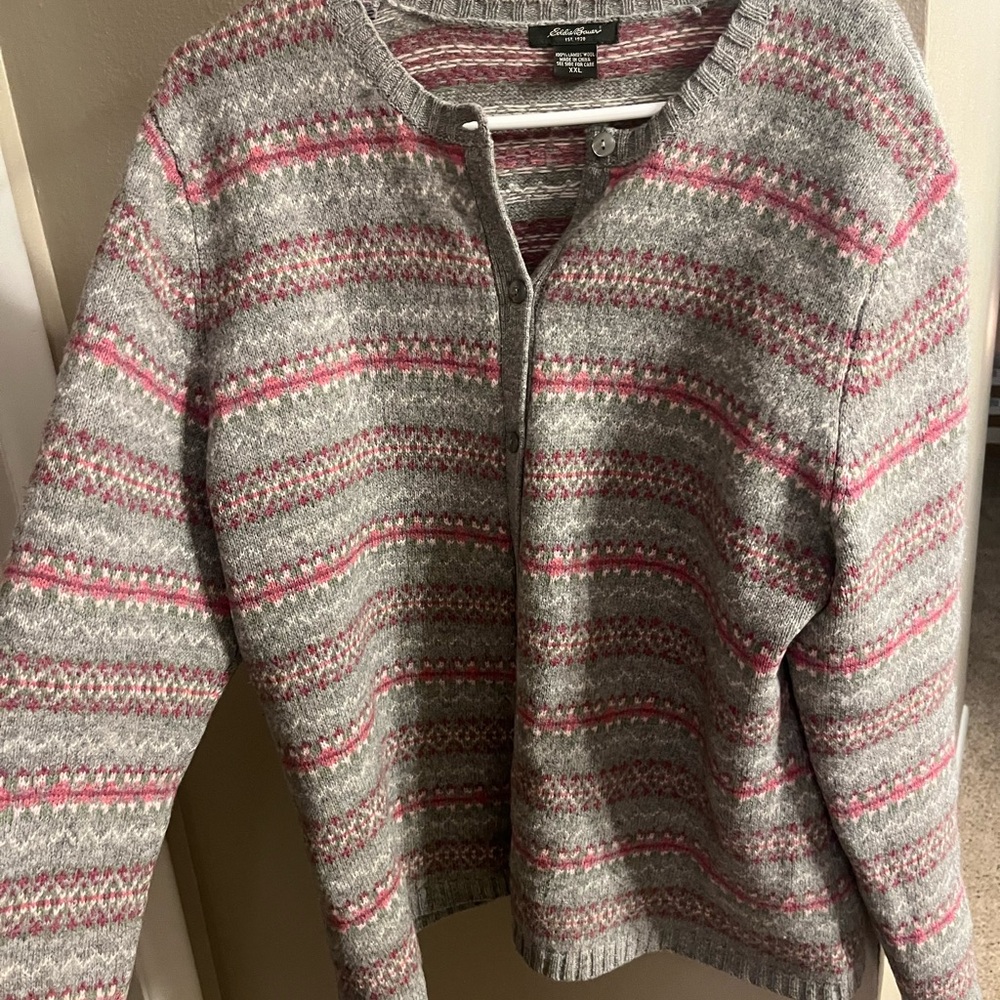 Vintage Eddie Bauer XXL Lamb’s Wool Button Up Sweater